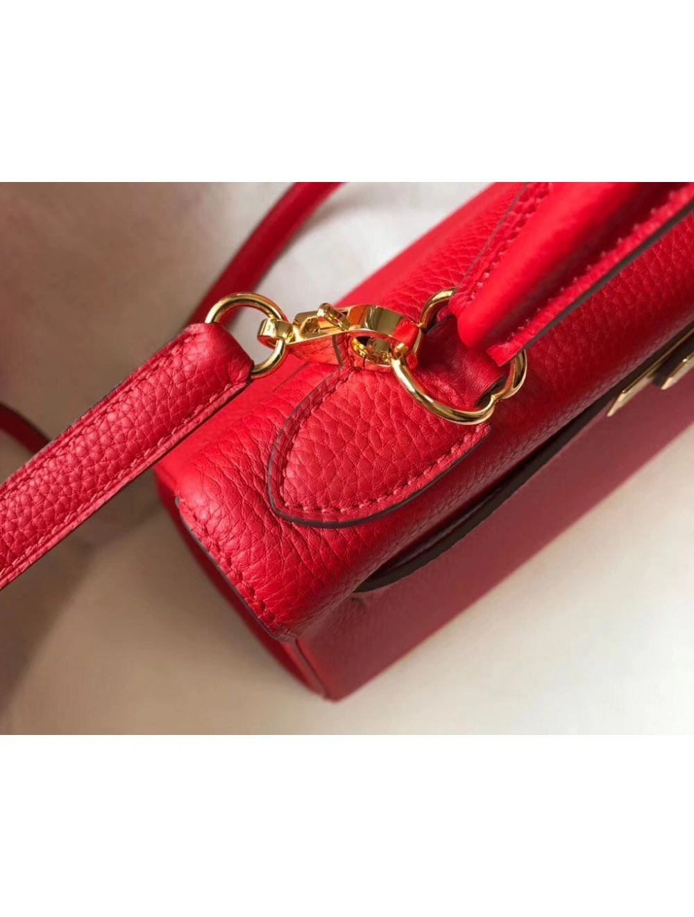 Hermes Kelly 25cm Retourne Bag In Red Clemence Leather