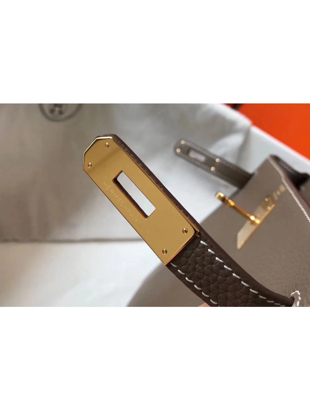 Hermes Kelly 25cm Retourne Bag In Taupe Clemence Leather