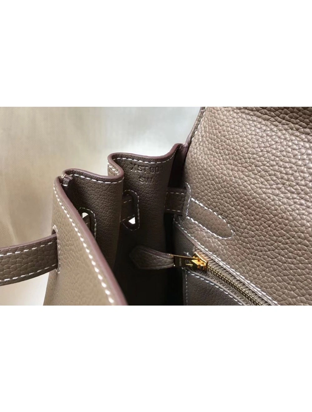 Hermes Kelly 25cm Retourne Bag In Taupe Clemence Leather