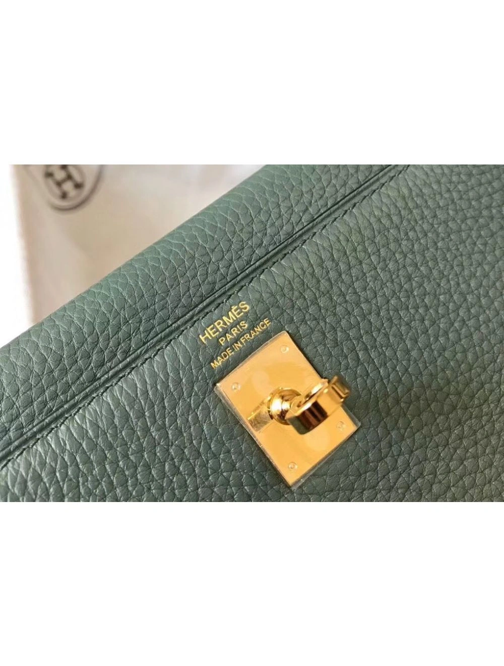Hermes Kelly 25cm Retourne Bag In Vert Amande Clemence Leather