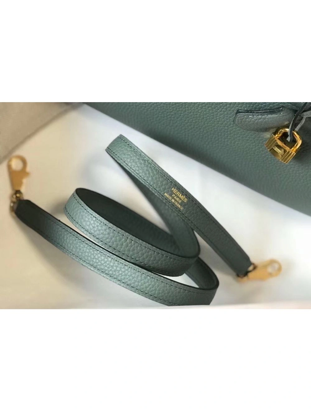 Hermes Kelly 25cm Retourne Bag In Vert Amande Clemence Leather