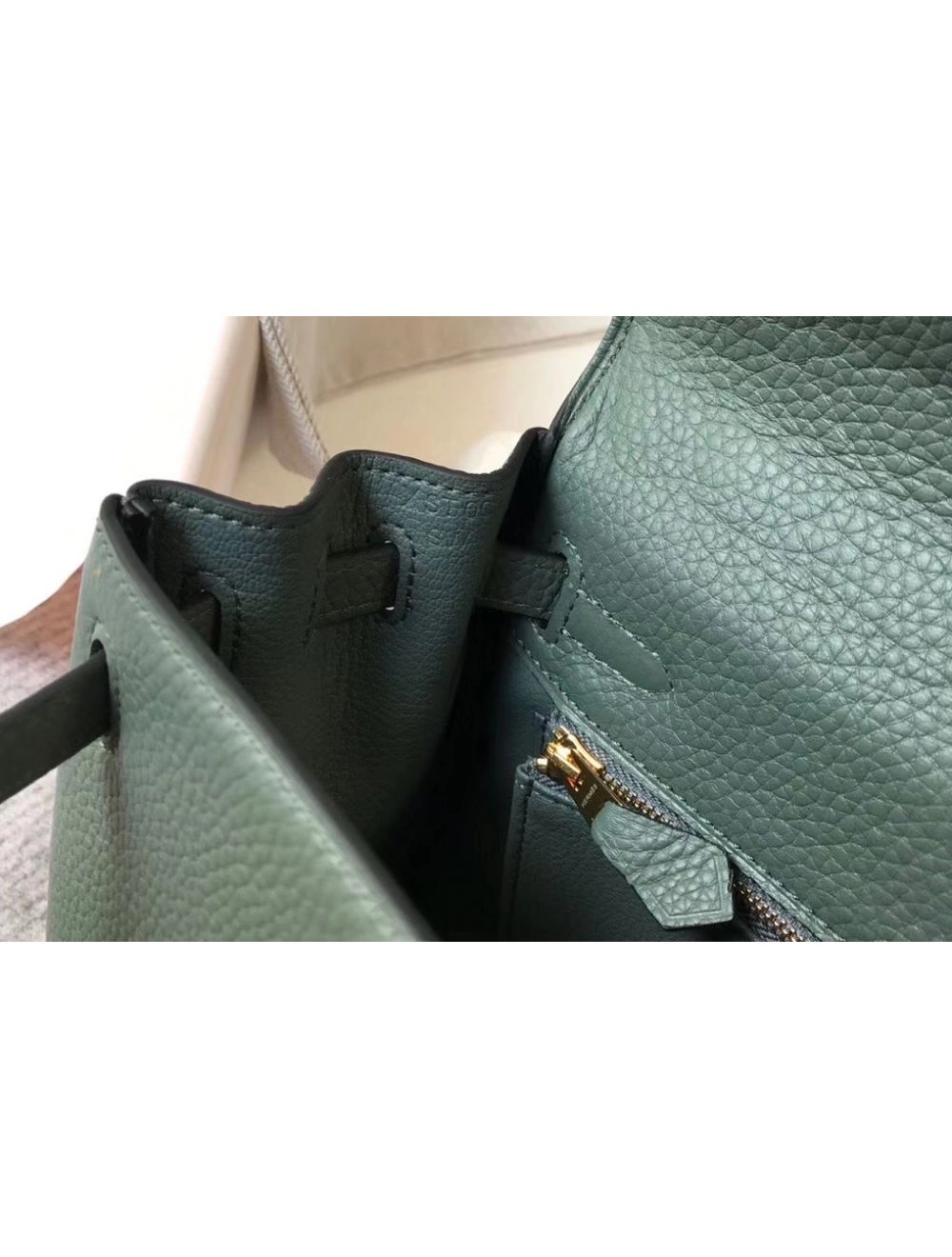 Hermes Kelly 25cm Retourne Bag In Vert Amande Clemence Leather