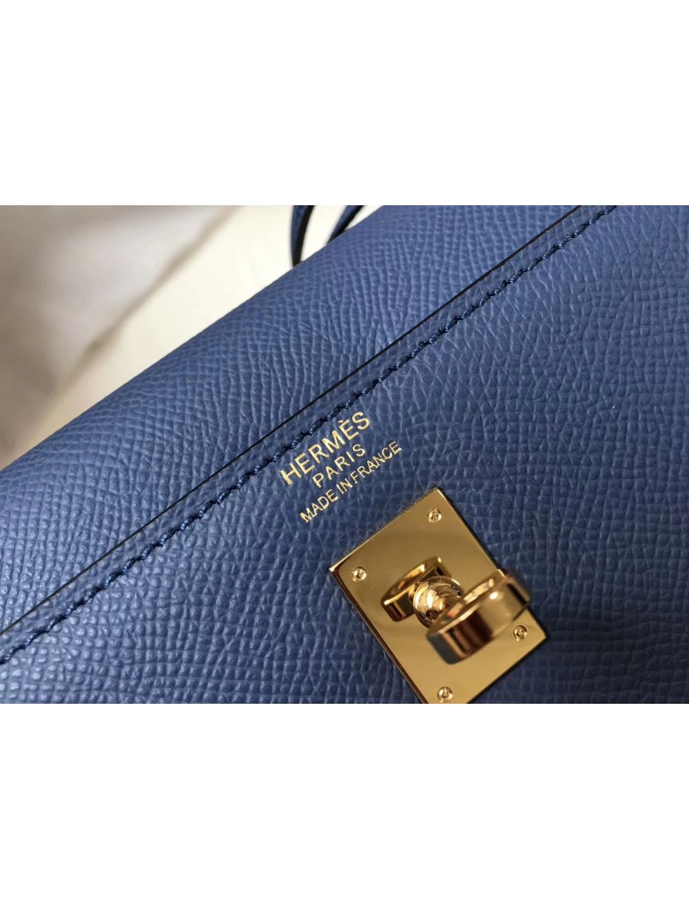 Hermes Kelly 25cm Sellier Bag In Agate Blue Epsom Leather
