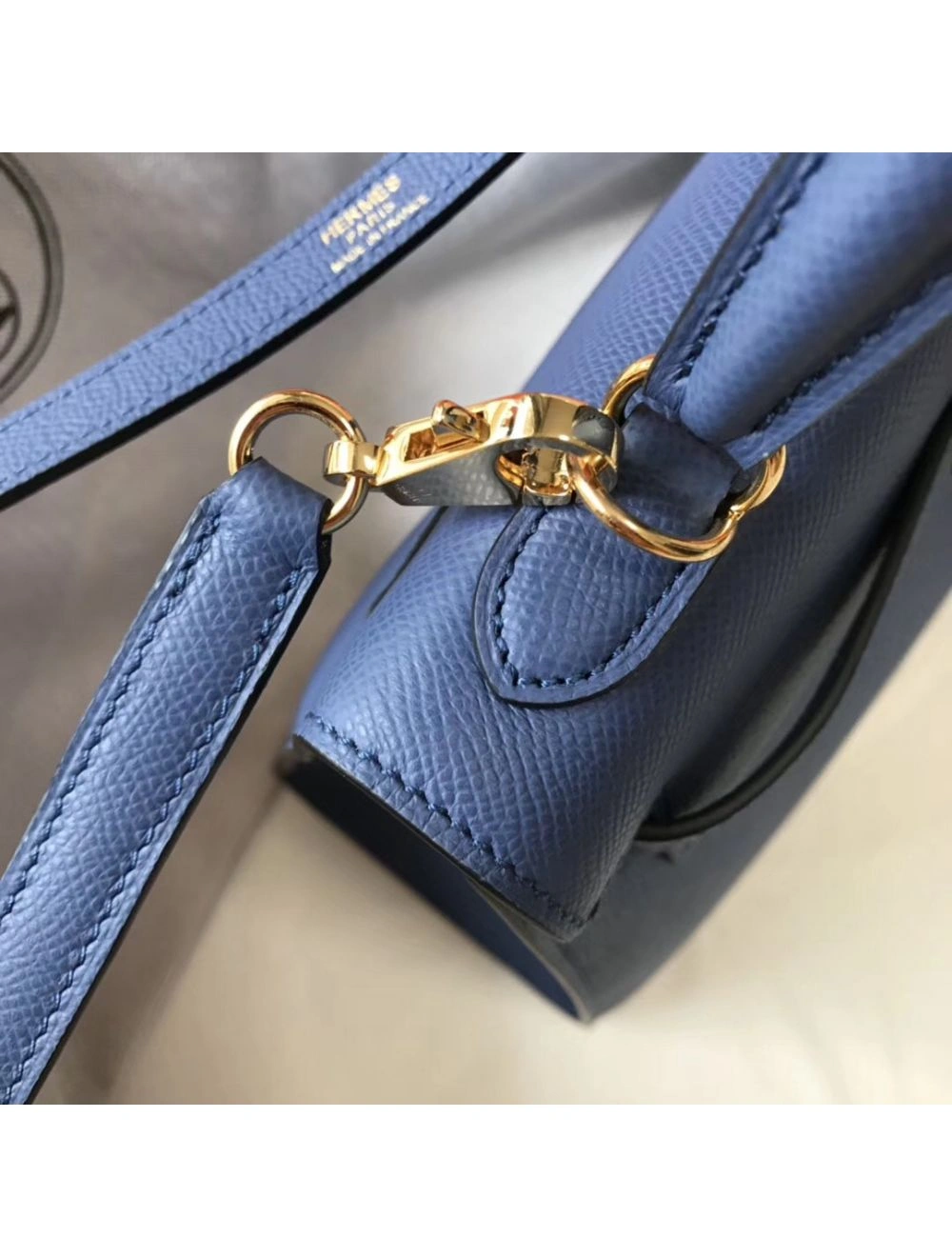Hermes Kelly 25cm Sellier Bag In Agate Blue Epsom Leather