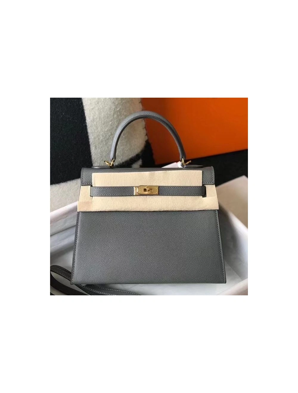 Hermes Kelly 25cm Sellier Bag In Ardoise Epsom Leather