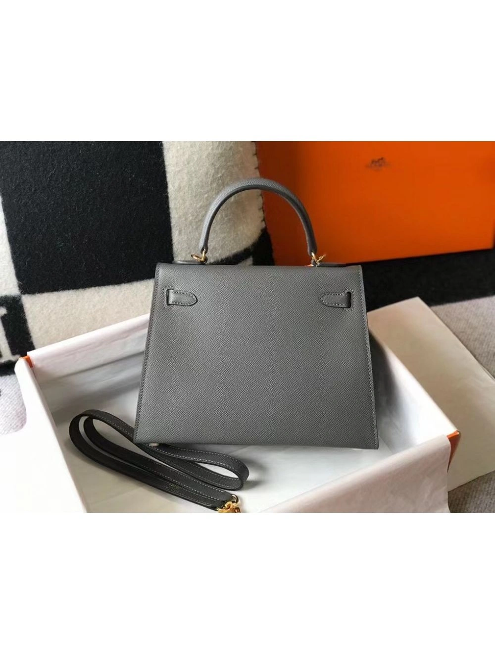 Hermes Kelly 25cm Sellier Bag In Ardoise Epsom Leather