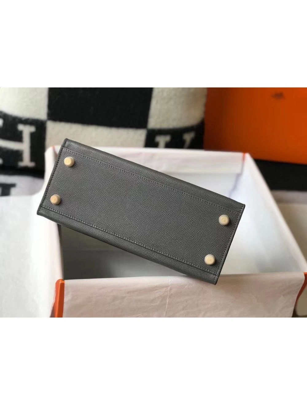 Hermes Kelly 25cm Sellier Bag In Ardoise Epsom Leather