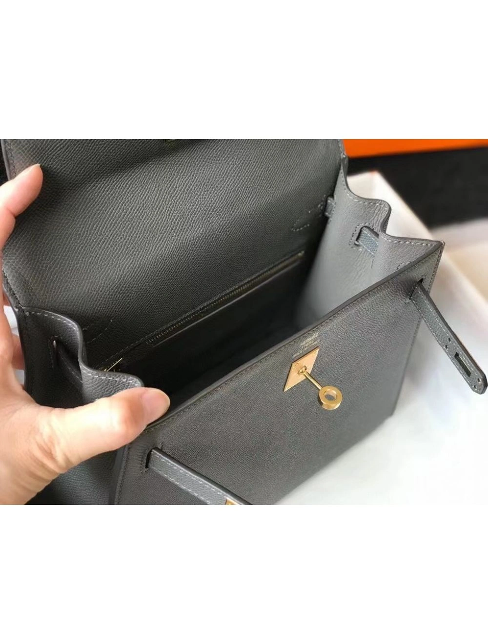 Hermes Kelly 25cm Sellier Bag In Ardoise Epsom Leather