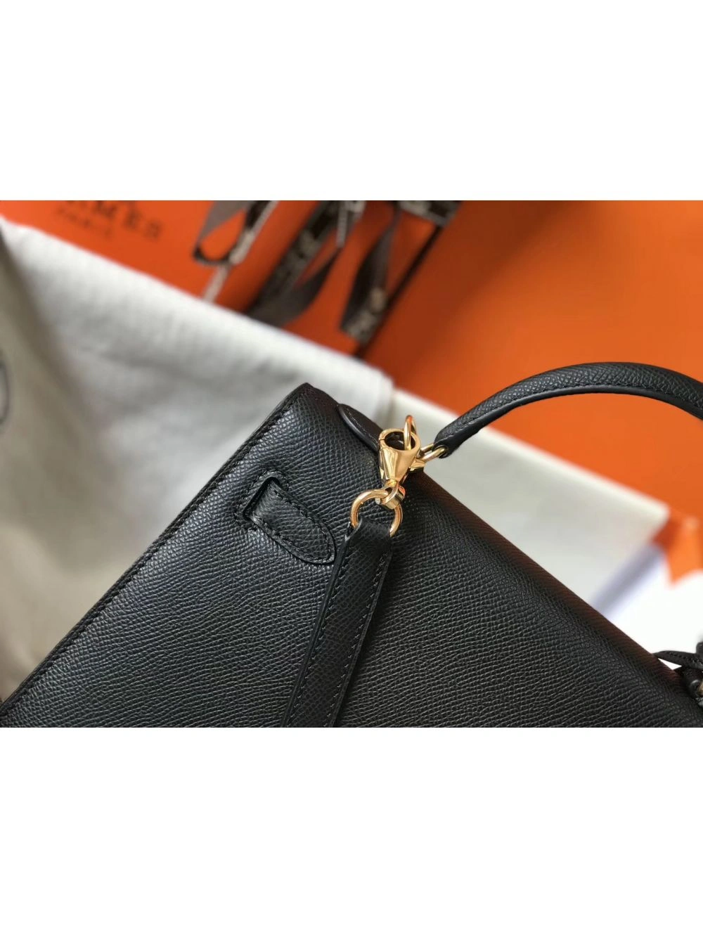 Hermes Kelly 25cm Sellier Bag In Black Epsom Leather