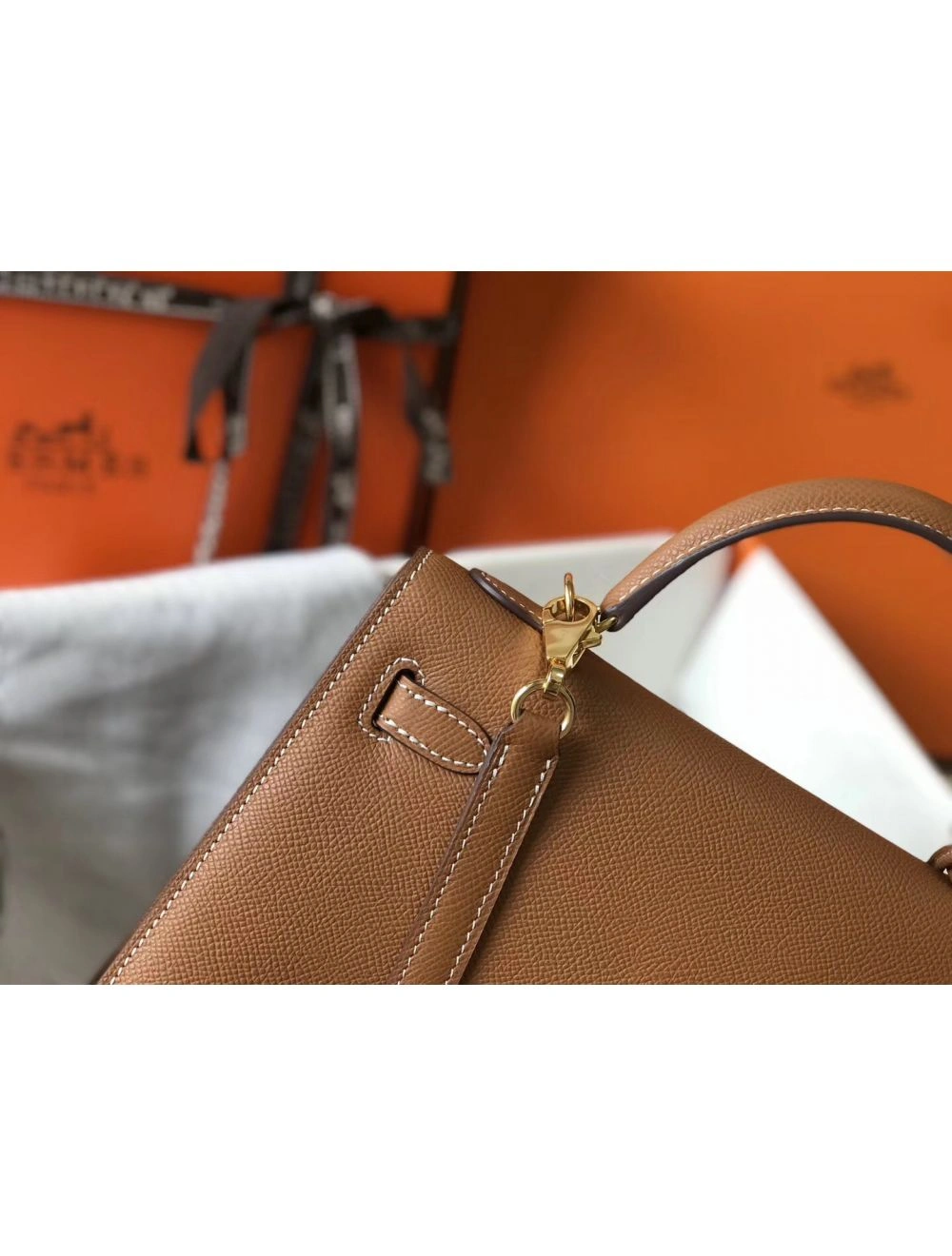 Hermes Kelly 25cm Sellier Bag In Gold Epsom Leather