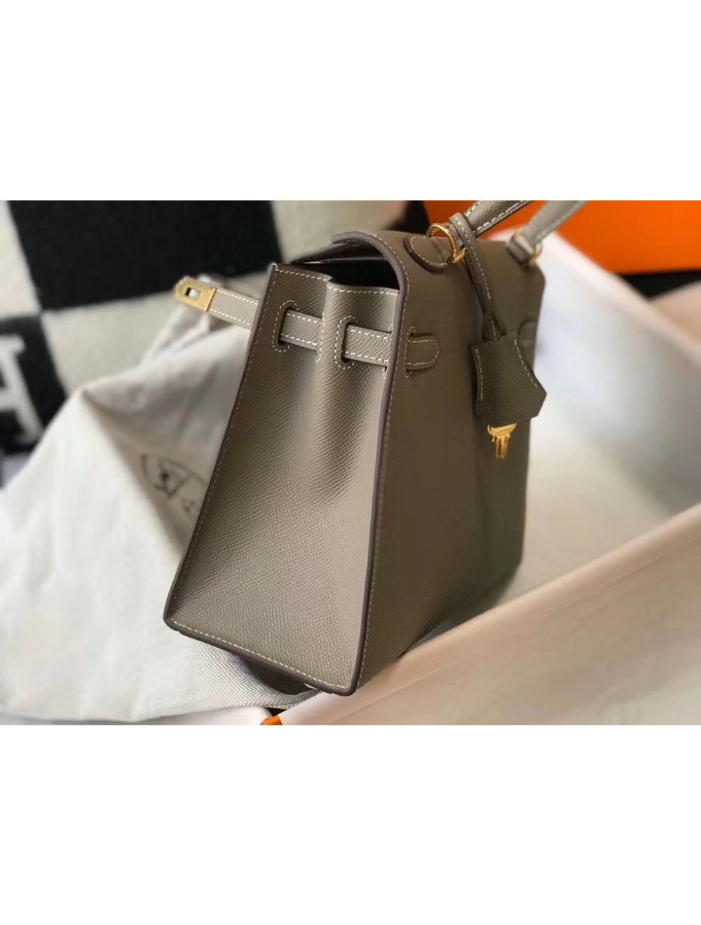 Hermes Kelly 25cm Sellier Bag In Gris Asphalt Epsom Leather