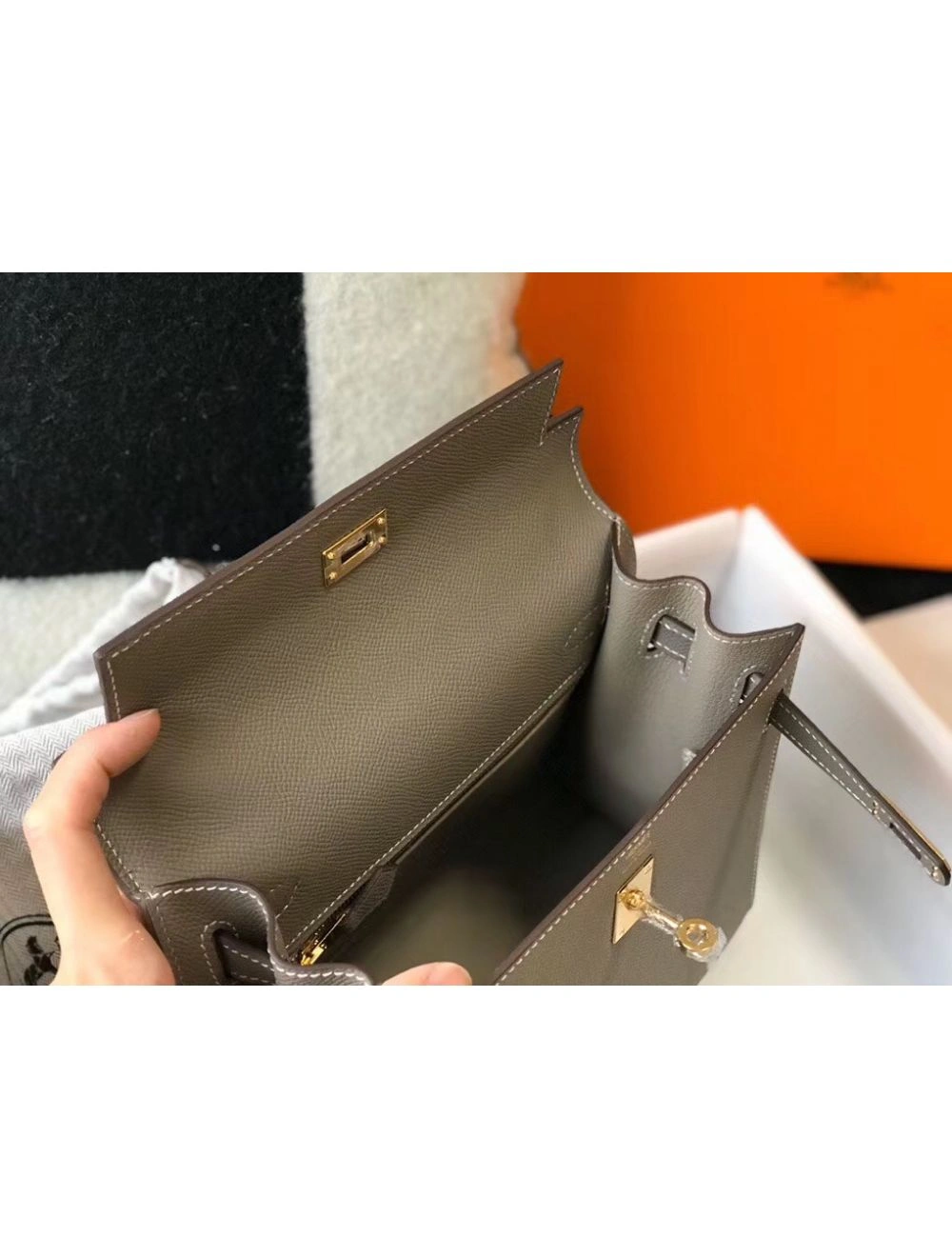 Hermes Kelly 25cm Sellier Bag In Gris Asphalt Epsom Leather