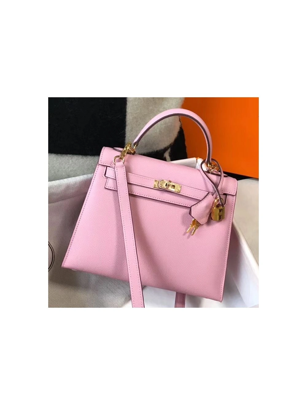 Hermes Kelly 25cm Sellier Bag In Mauve Sylvestre Epsom Leather