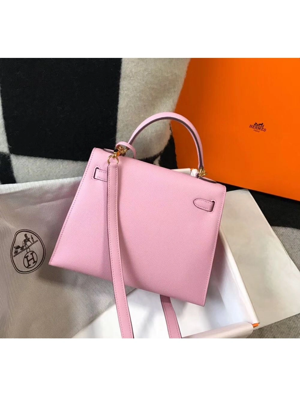 Hermes Kelly 25cm Sellier Bag In Mauve Sylvestre Epsom Leather