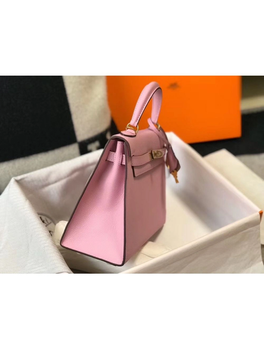 Hermes Kelly 25cm Sellier Bag In Mauve Sylvestre Epsom Leather