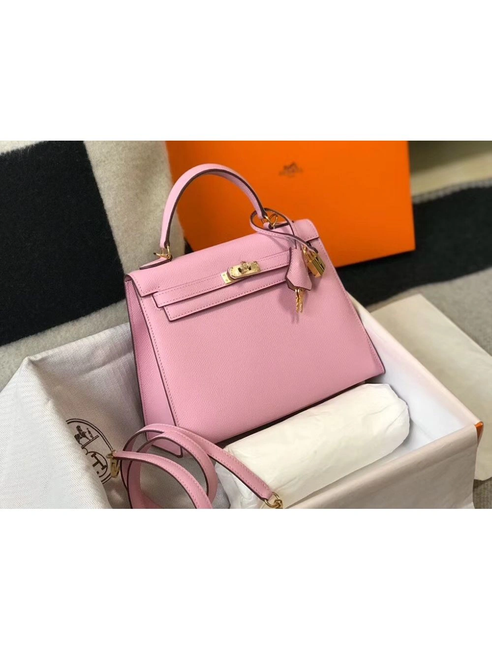 Hermes Kelly 25cm Sellier Bag In Mauve Sylvestre Epsom Leather