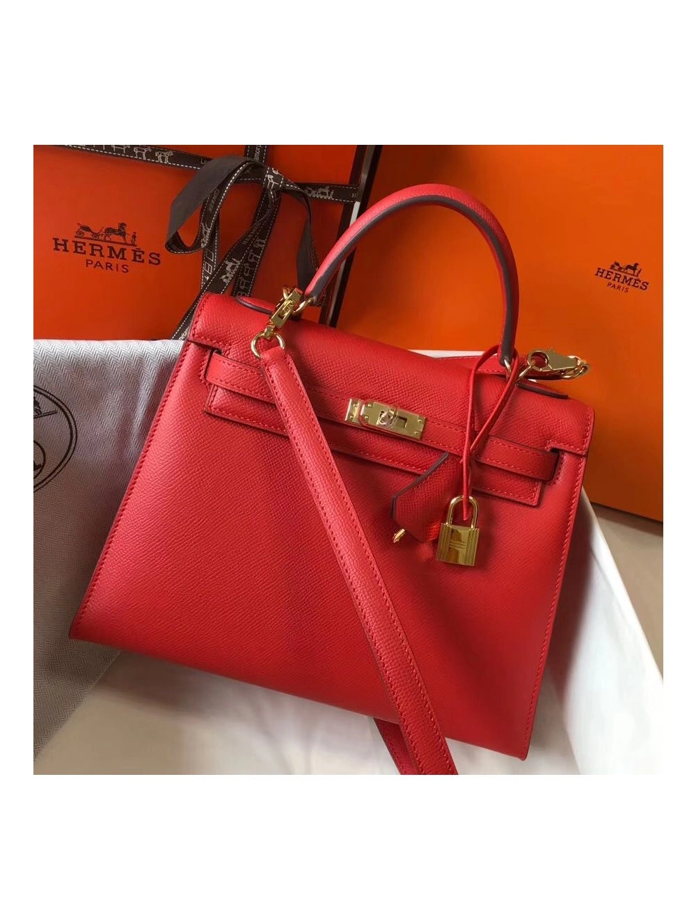 Hermes Kelly 25cm Sellier Bag In Piment Epsom Leather