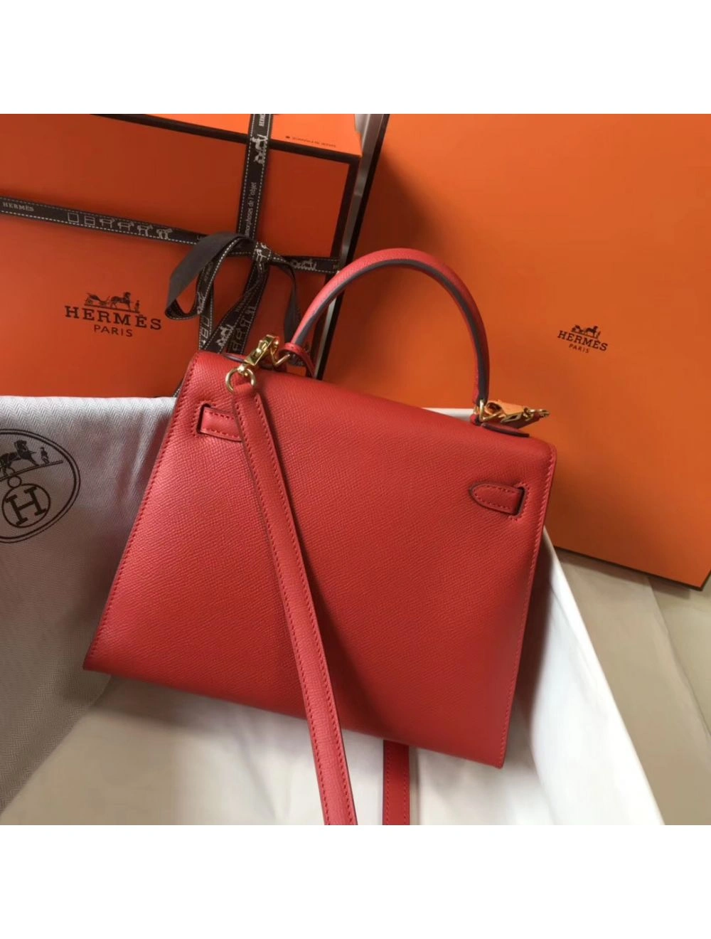 Hermes Kelly 25cm Sellier Bag In Piment Epsom Leather