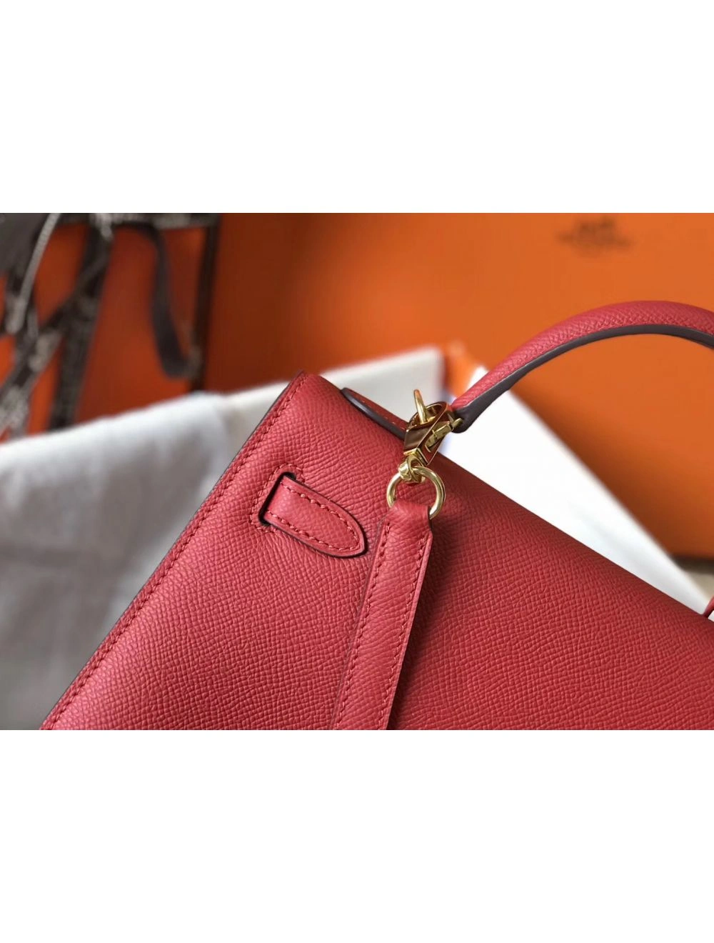 Hermes Kelly 25cm Sellier Bag In Red Epsom Leather