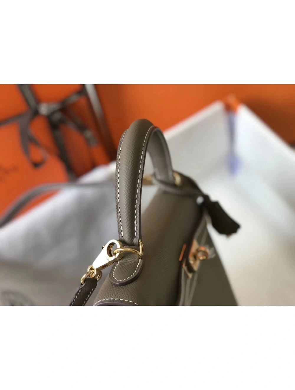 Hermes Kelly 25cm Sellier Bag In Taupe Epsom Leather
