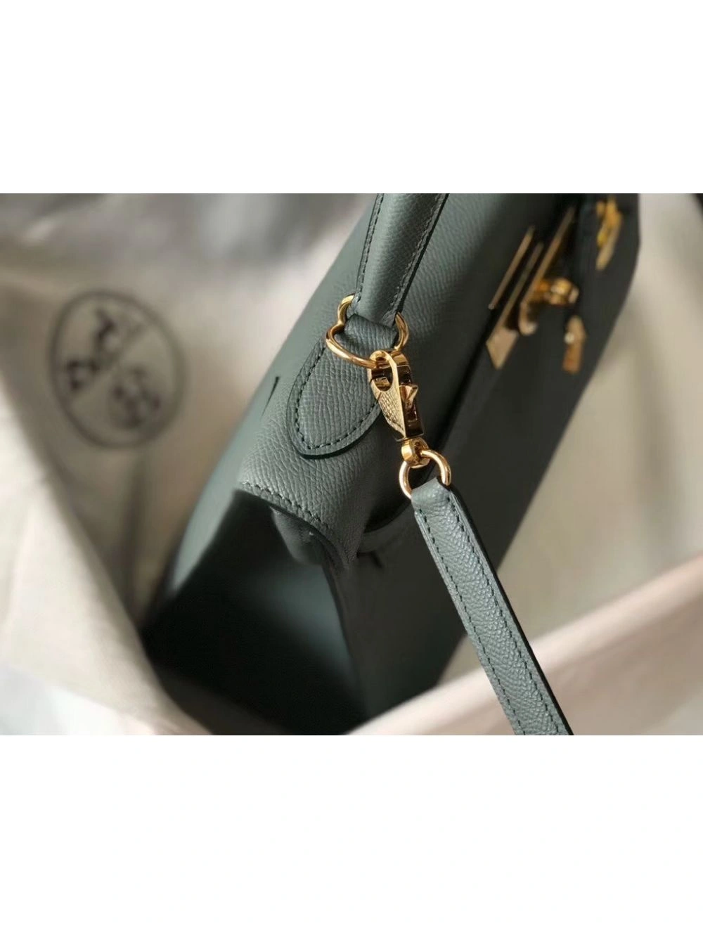 Hermes Kelly 25cm Sellier Bag In Vert Amande Epsom Leather