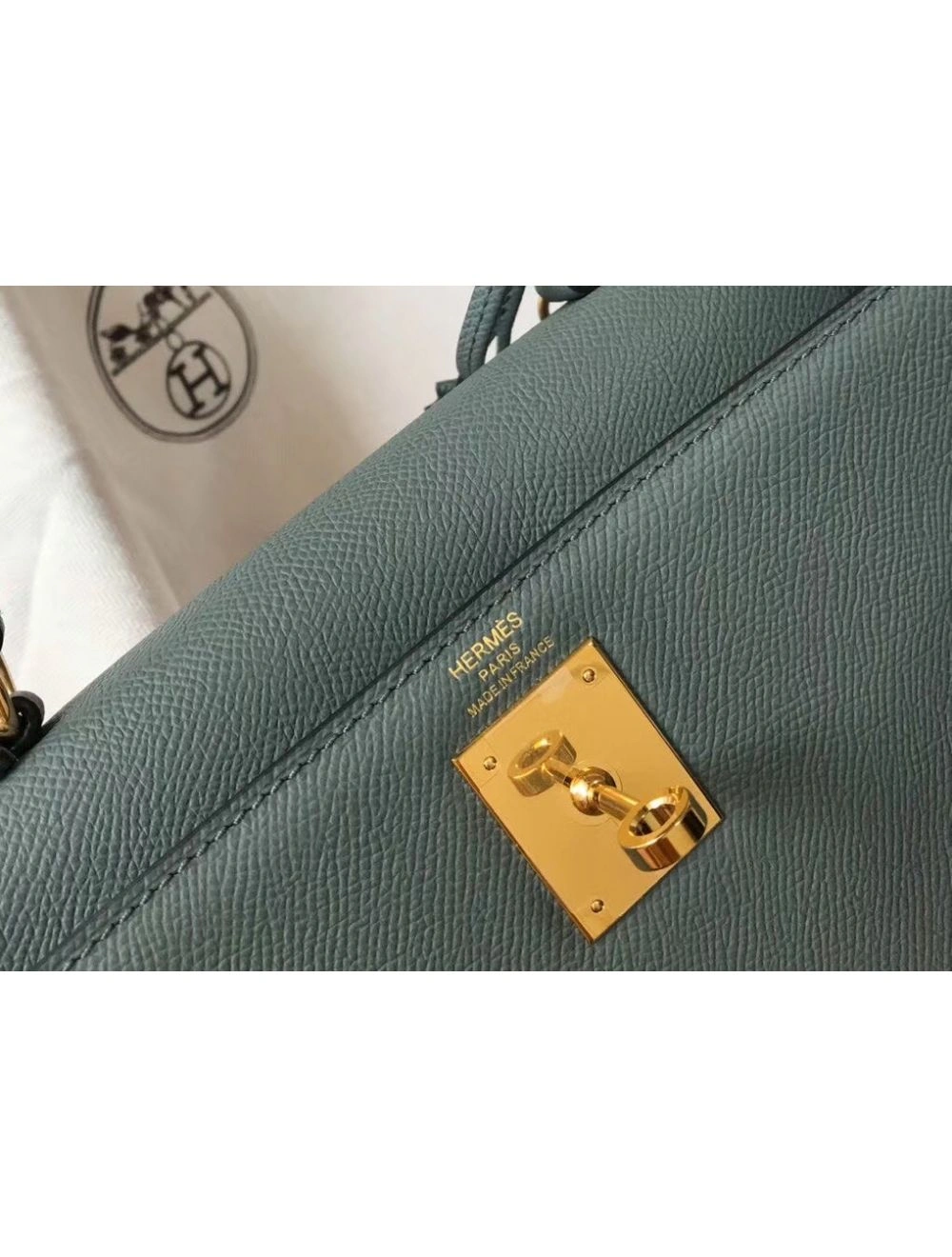 Hermes Kelly 25cm Sellier Bag In Vert Amande Epsom Leather