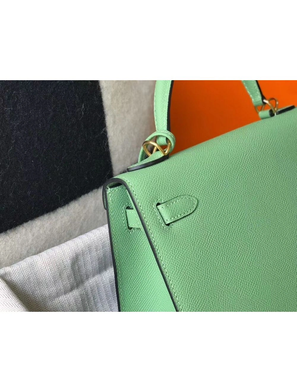 Hermes Kelly 25cm Sellier Bag In Vert Criquet Epsom Leather