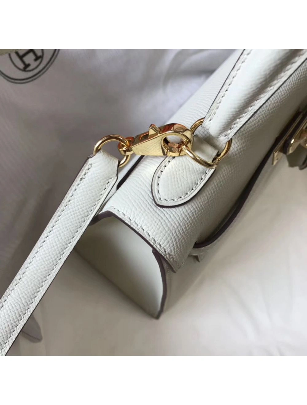 Hermes Kelly 25cm Sellier Bag In White Epsom Leather