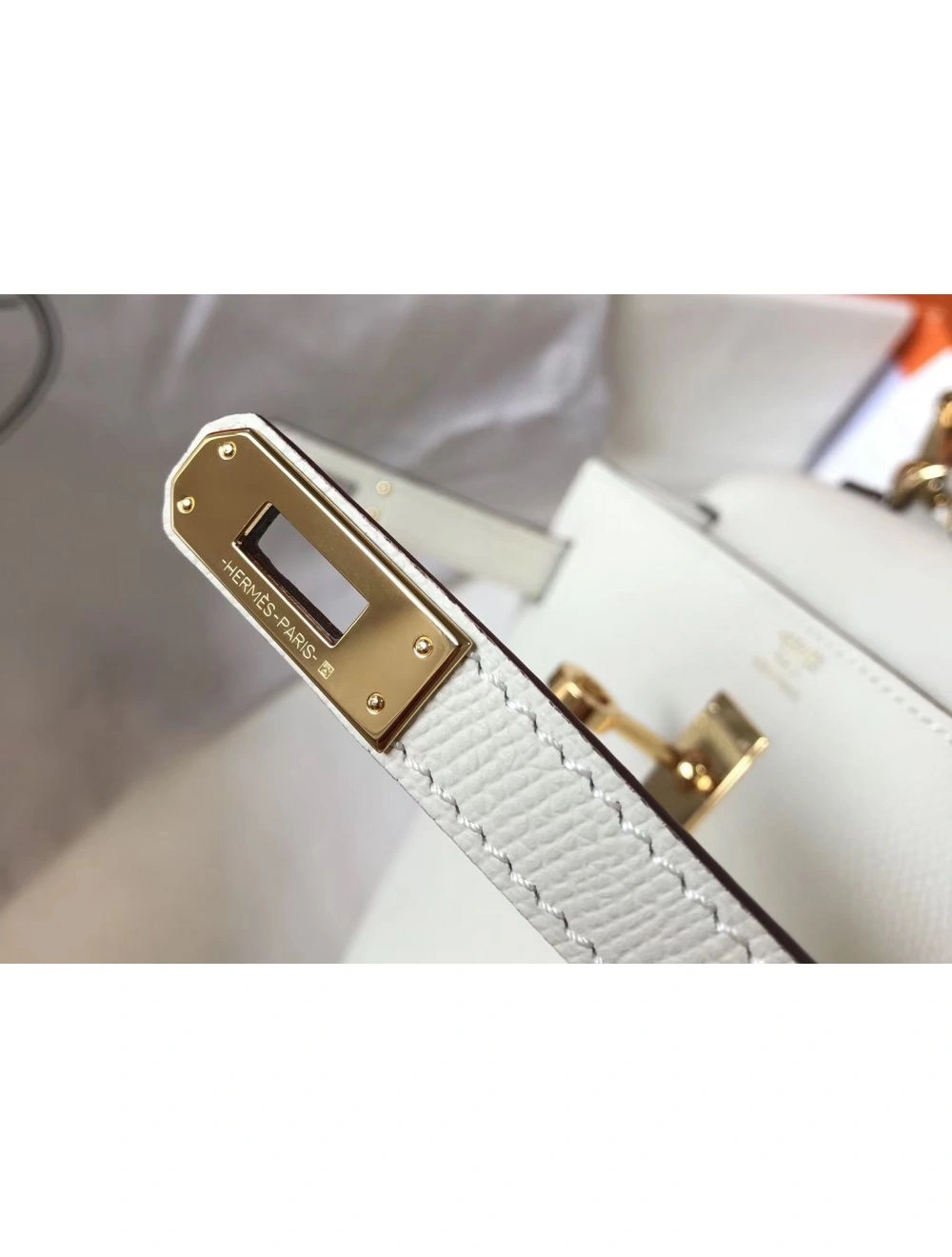 Hermes Kelly 25cm Sellier Bag In White Epsom Leather
