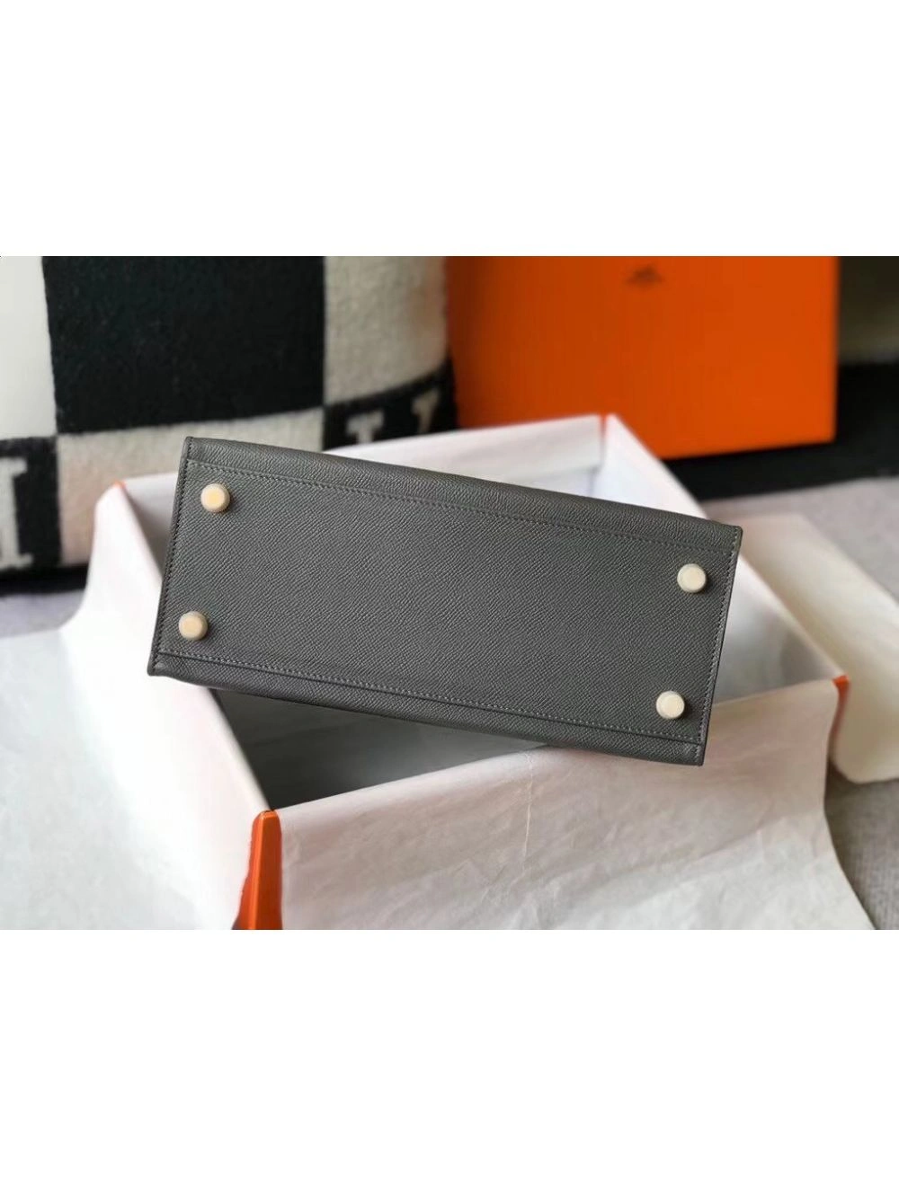 Hermes Kelly 28cm Bag In Ardoise Epsom Leather GHW