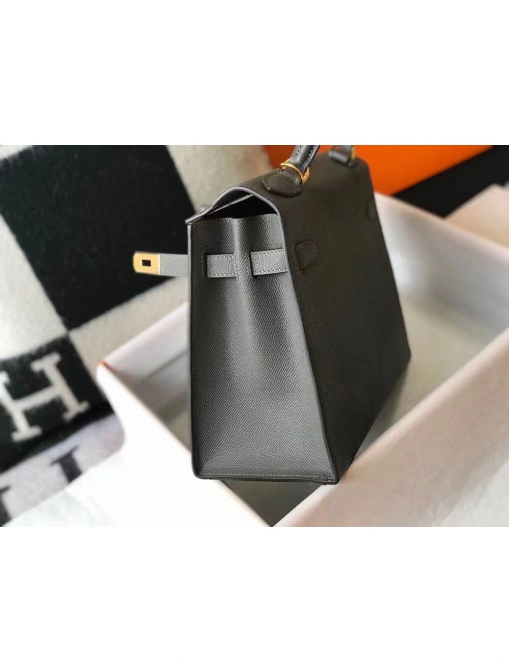 Hermes Kelly 28cm Bag In Ardoise Epsom Leather GHW