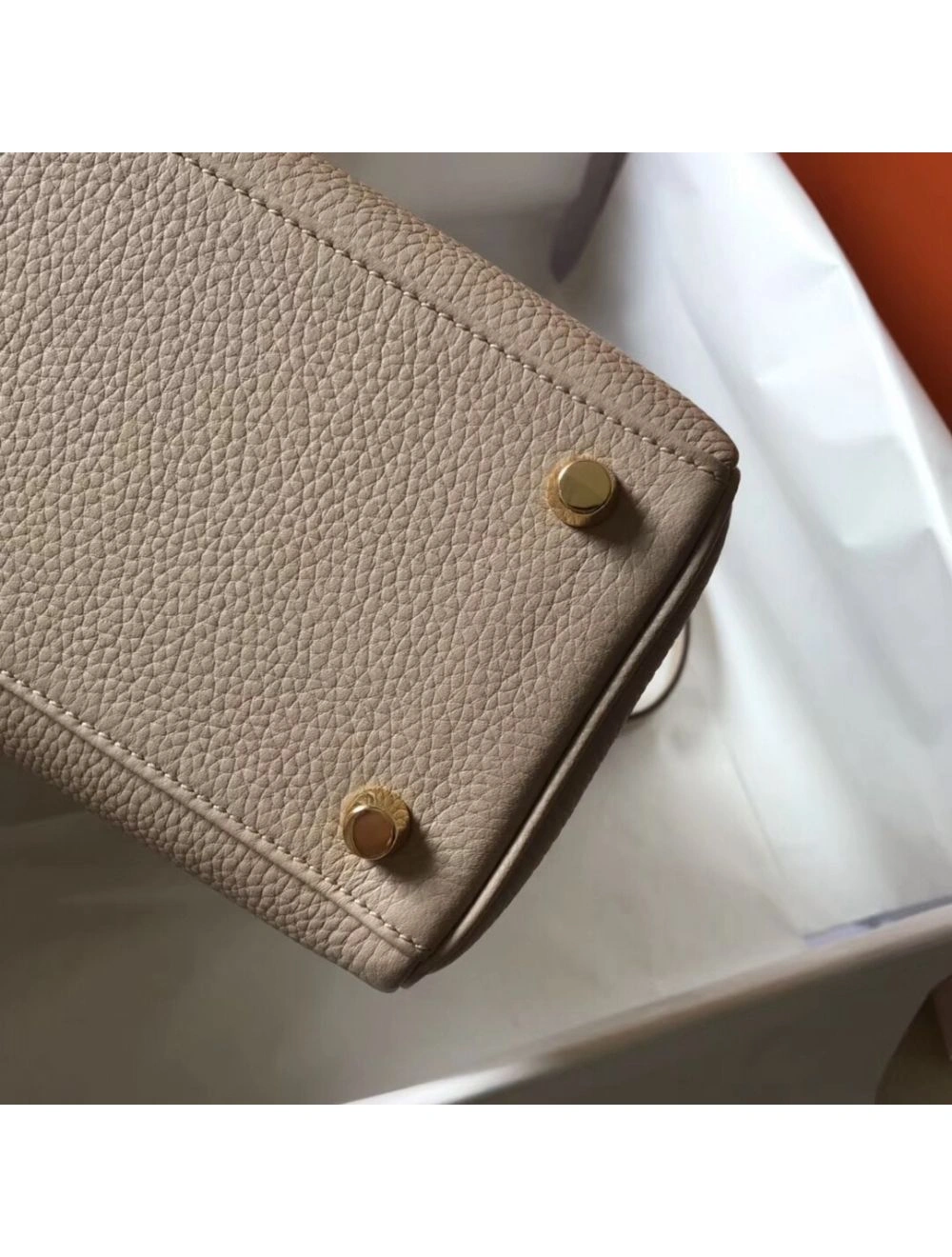 Hermes Kelly 28cm Bag In Argile Clemence Leather GHW