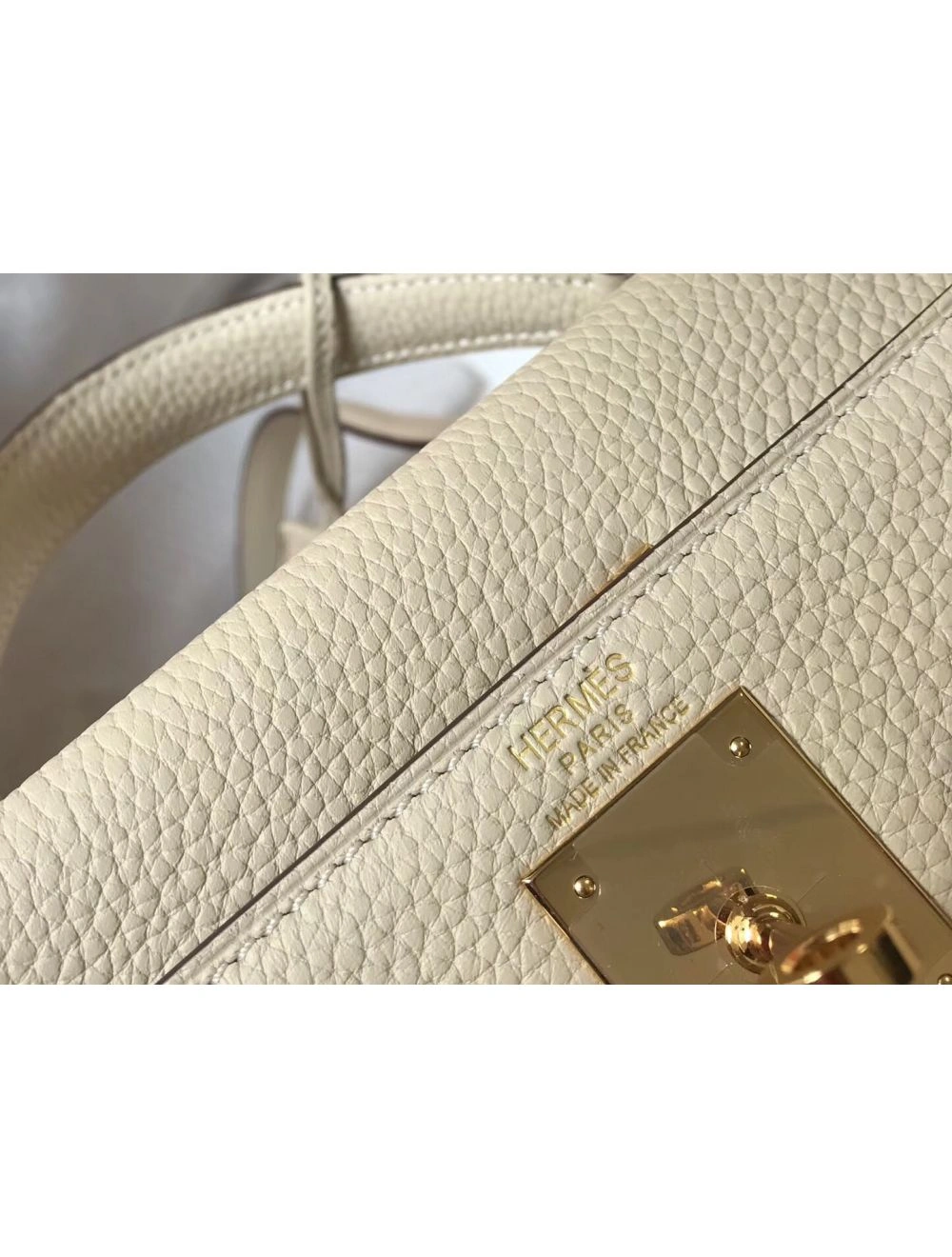 Hermes Kelly 28cm Bag In Beton Clemence Leather GHW
