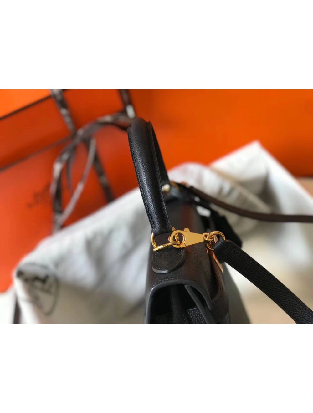 Hermes Kelly 28cm Bag In Black Epsom Leather GHW