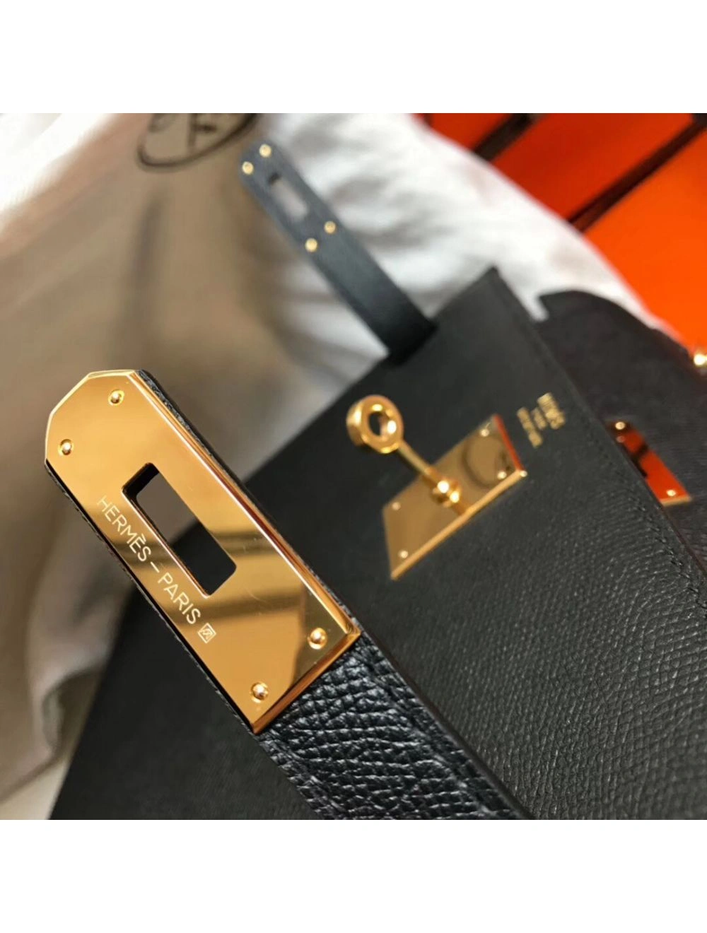 Hermes Kelly 28cm Bag In Black Epsom Leather GHW