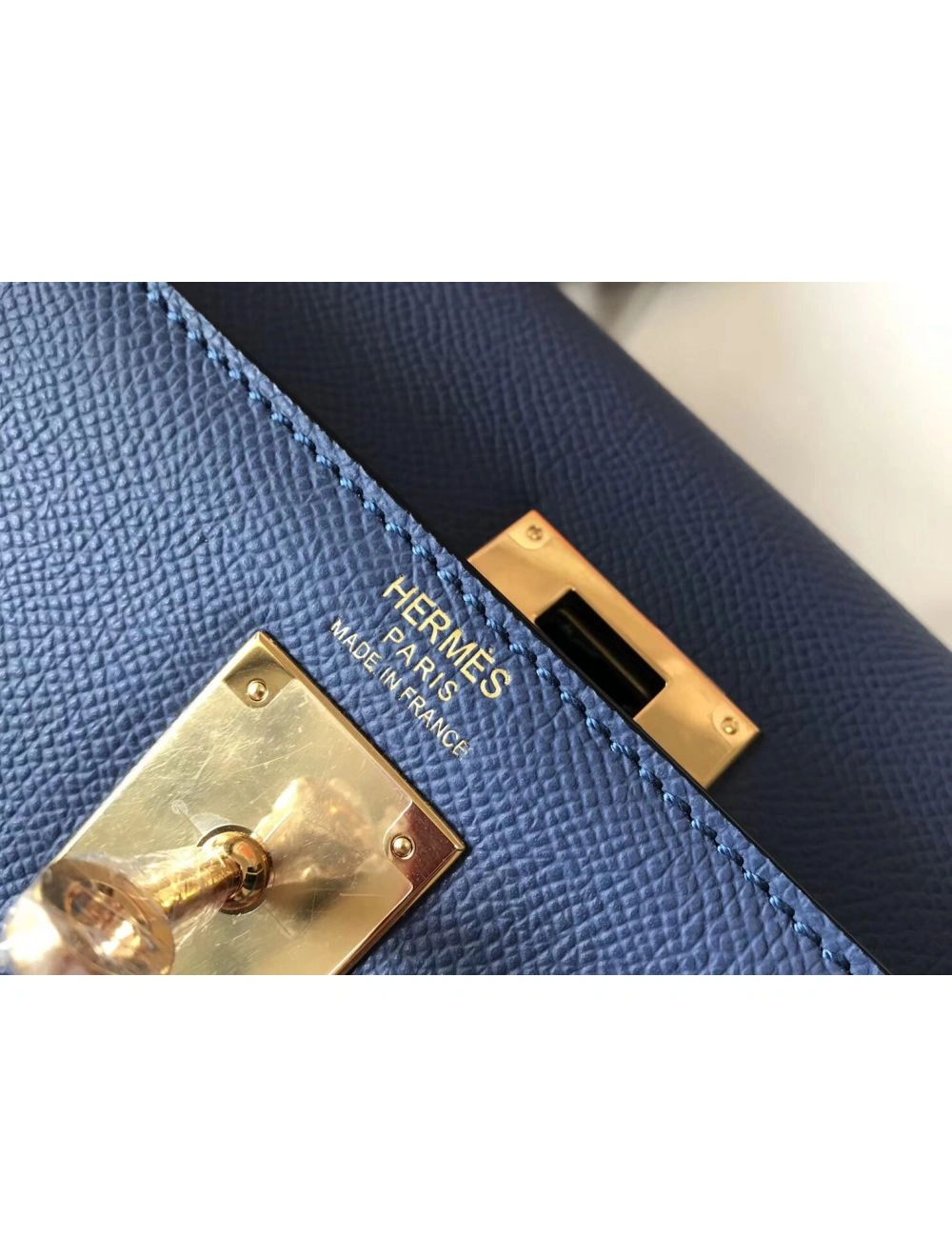 Hermes Kelly 28cm Bag In Blue Agate Epsom Leather GHW