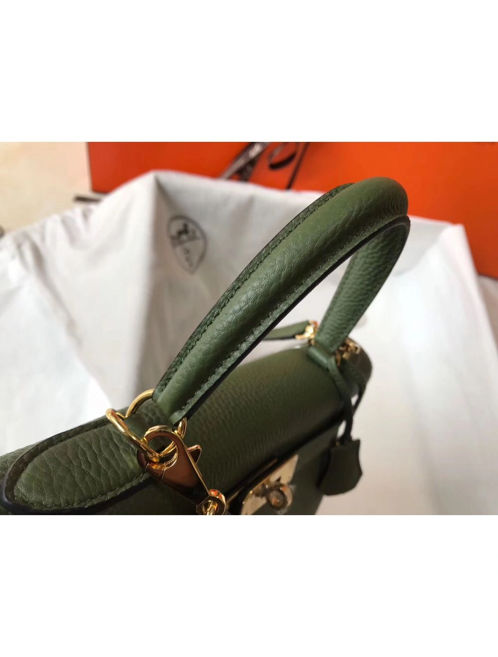 Hermes Kelly 28cm Bag In Canopee Clemence Leather GHW