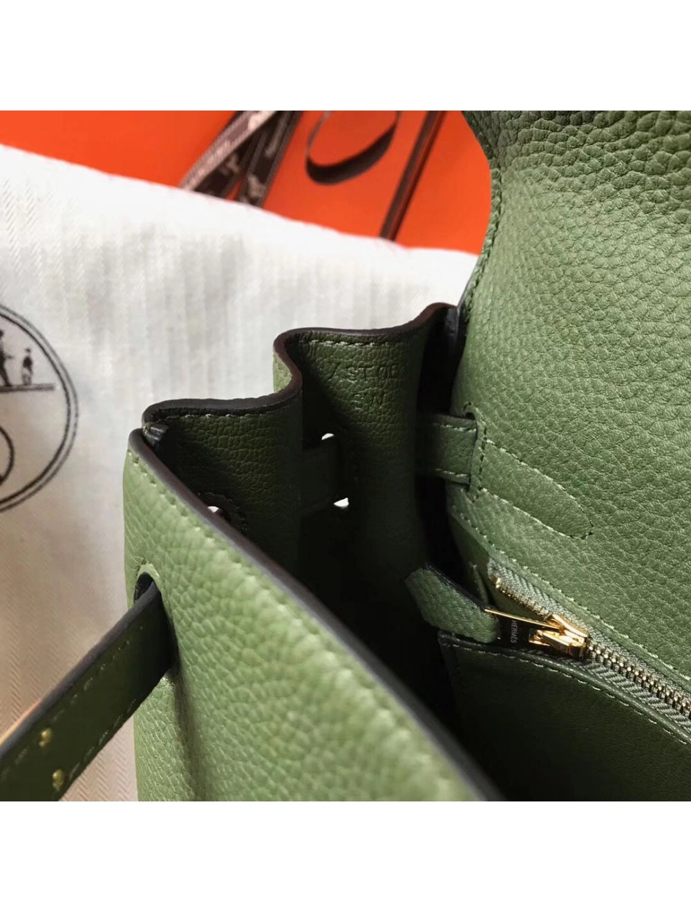 Hermes Kelly 28cm Bag In Canopee Clemence Leather GHW