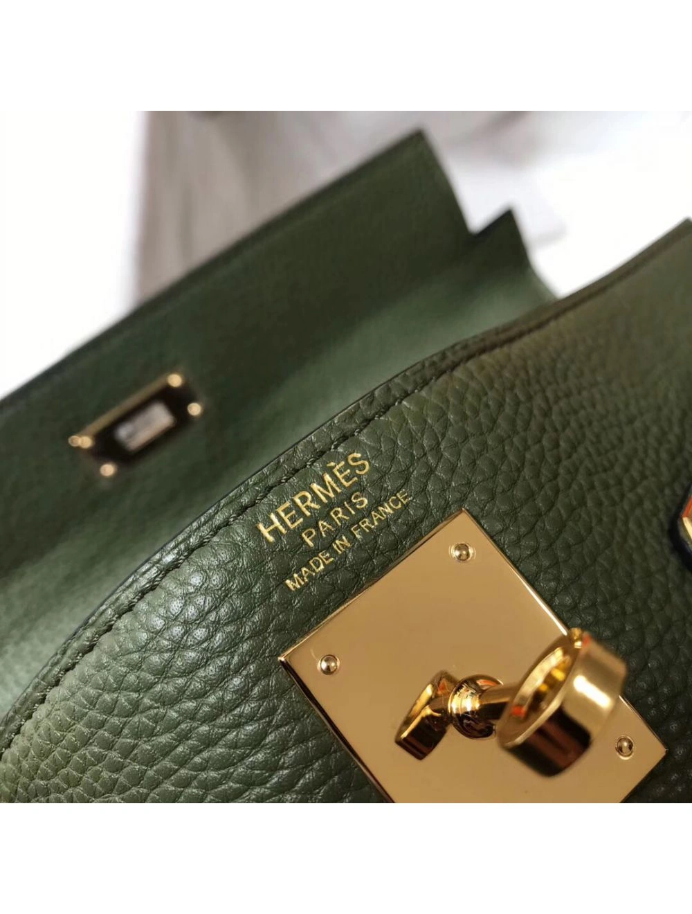 Hermes Kelly 28cm Bag In Canopee Clemence Leather GHW