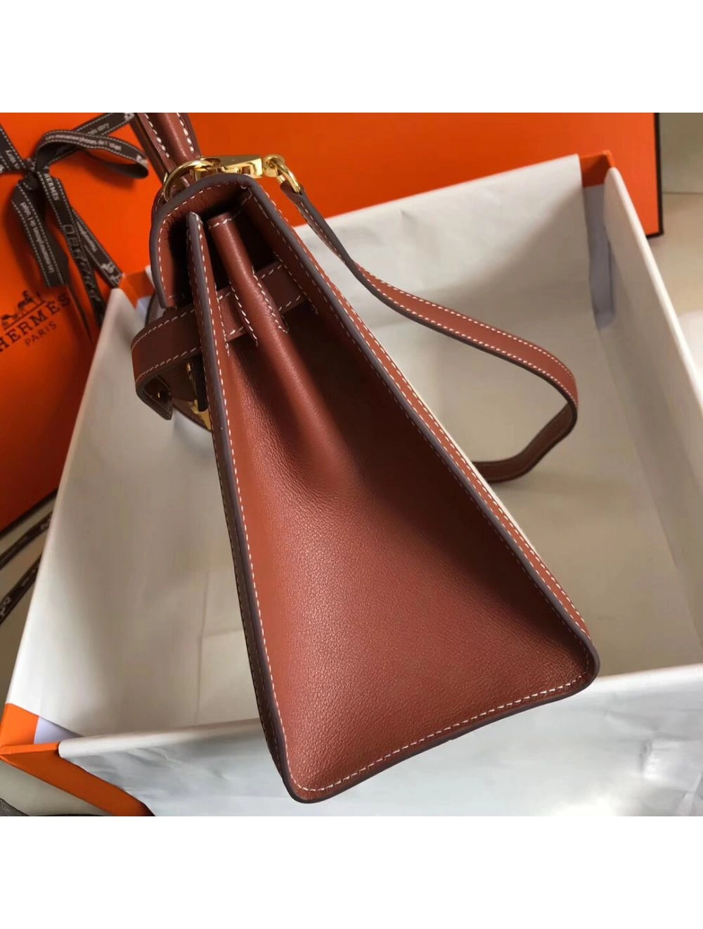 Hermes Kelly 28cm Bag In Canvas With Barenia Leather