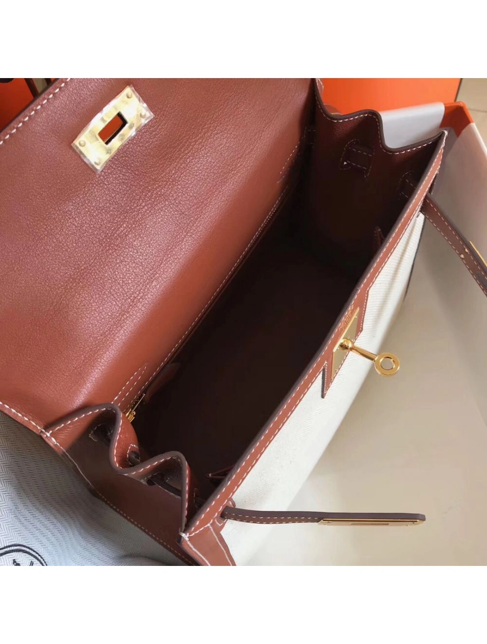 Hermes Kelly 28cm Bag In Canvas With Barenia Leather
