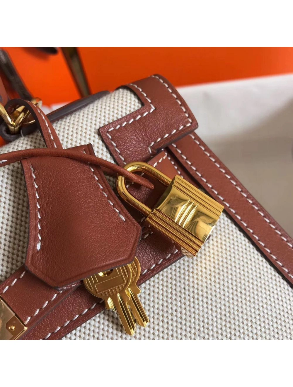 Hermes Kelly 28cm Bag In Canvas With Barenia Leather