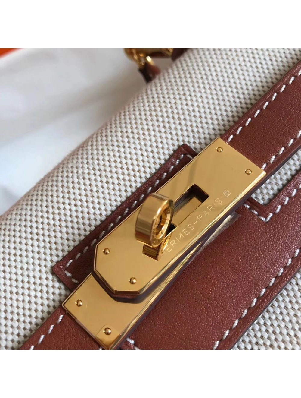 Hermes Kelly 28cm Bag In Canvas With Barenia Leather