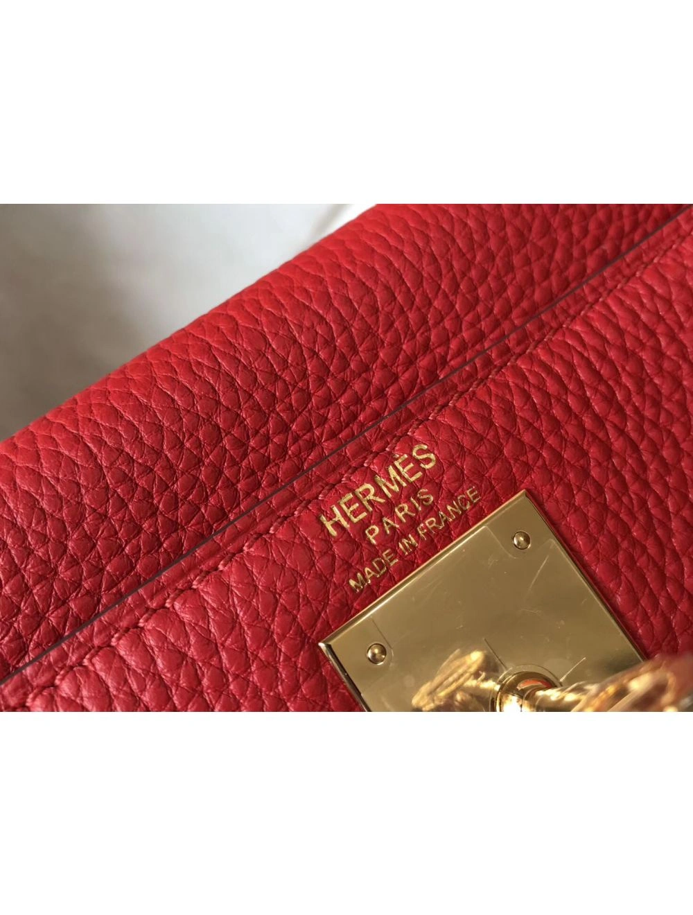 Hermes Kelly 28cm Bag In Red Clemence Leather GHW