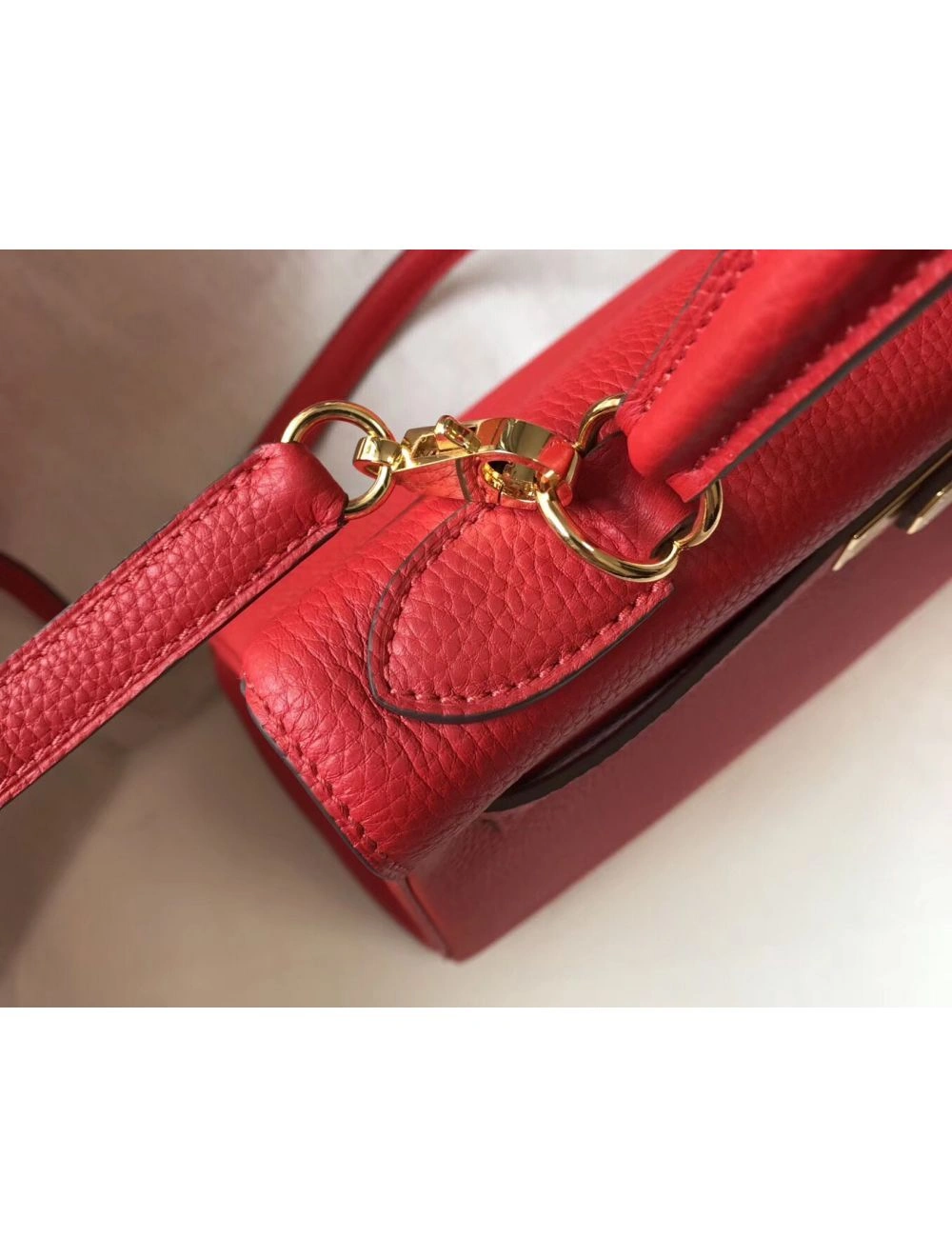 Hermes Kelly 28cm Bag In Red Clemence Leather GHW