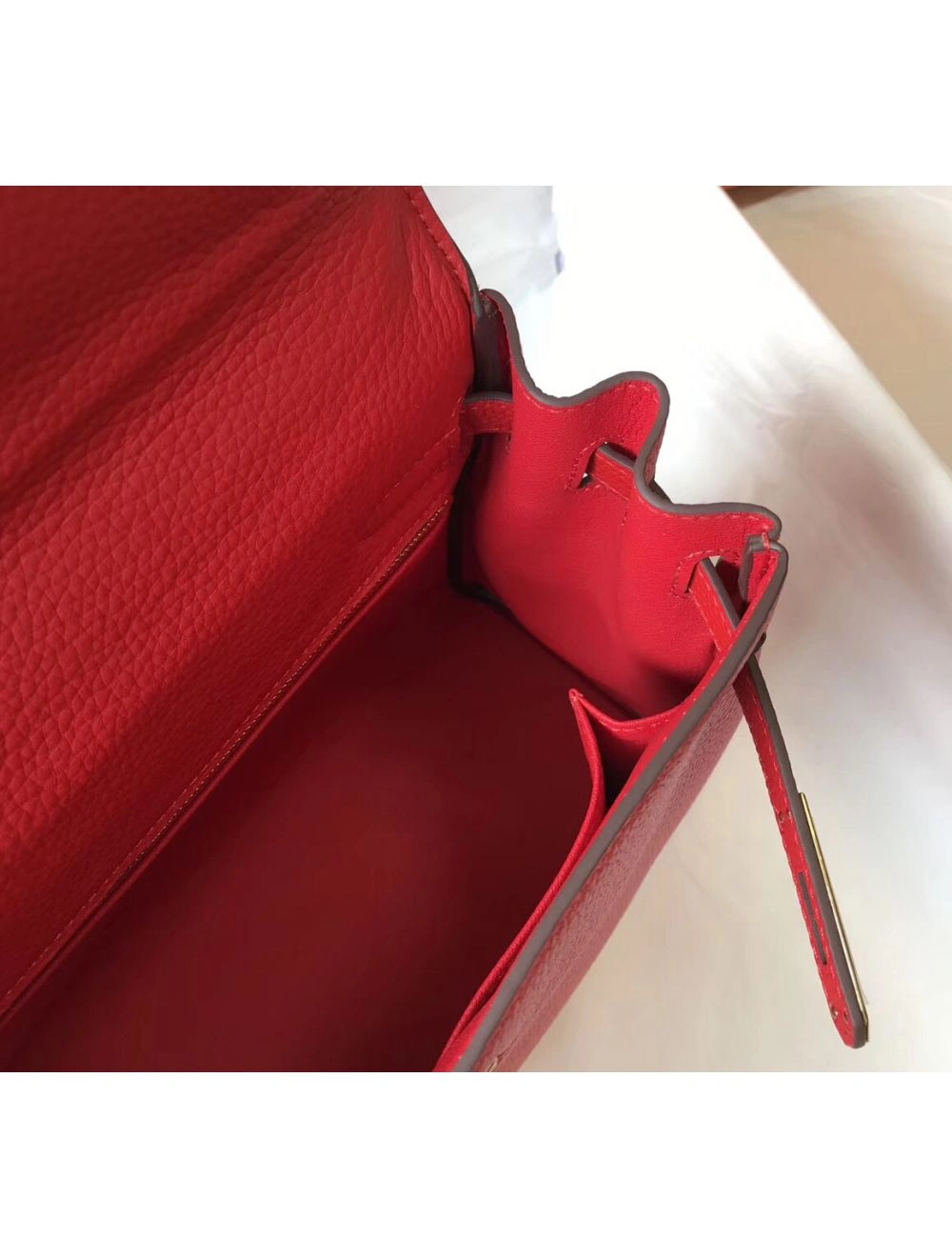 Hermes Kelly 28cm Bag In Red Clemence Leather GHW