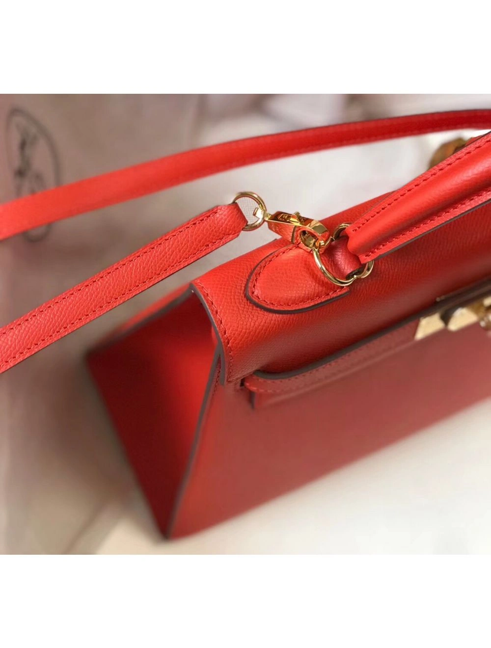 Hermes Kelly 28cm Bag In Red Epsom Leather GHW