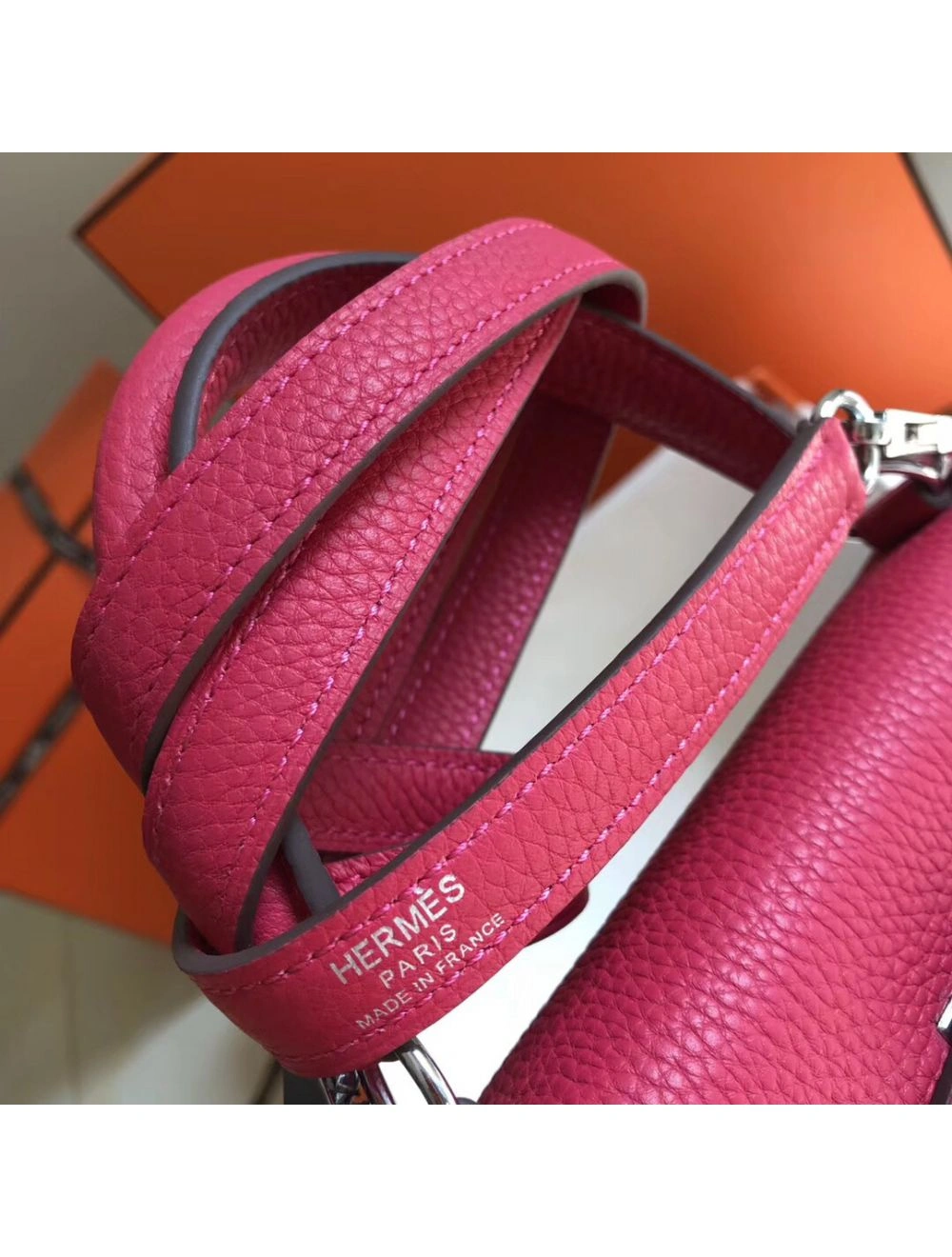 Hermes Kelly 28cm Bag In Rose Red Clemence Leather PHW
