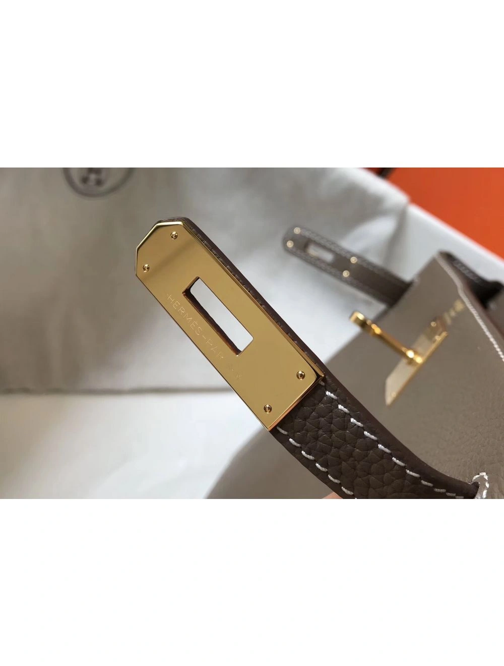 Hermes Kelly 28cm Bag In Taupe Grey Clemence Leather GHW