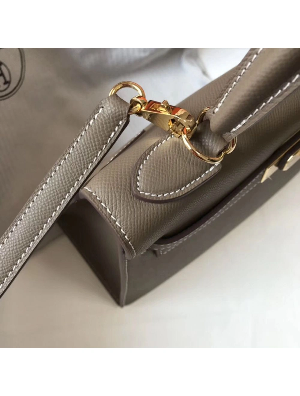 Hermes Kelly 28cm Bag In Taupe Grey Epsom Leather GHW